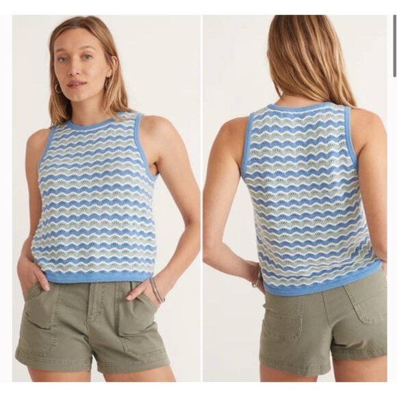 Marine Layer Fay Sleeveless Sweater Top in Cool Wave size Medium Cotton Casual - Picture 1 of 6